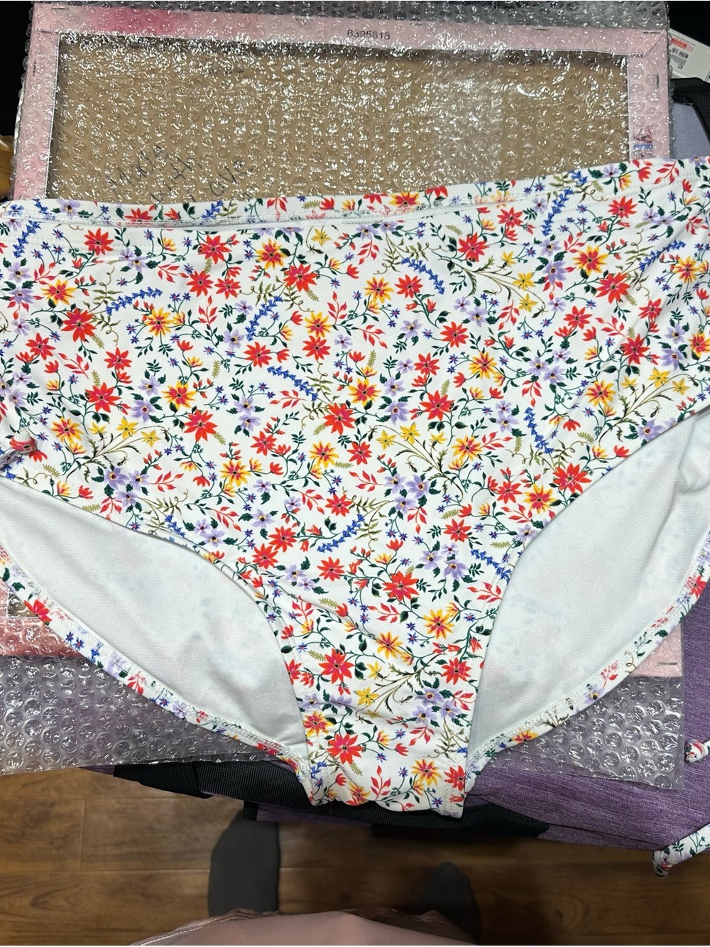 Time & Tru Floral High-Waist Bikini Bottoms